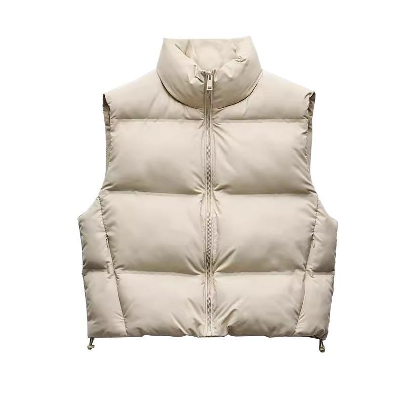 Fall and Winter New Women's Clothing Fashion Style Stand Collar Sleeveless Heattech Short Cotton Jacket Vest Waistcoat 3046224