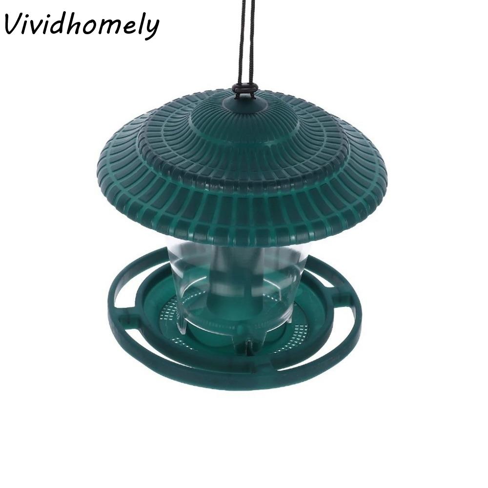 Waterproof Hanging Wild Bird Feeder Large Capacity Plastic Bird Food Container with Roof Durable Feeding Station Outdoor Garden