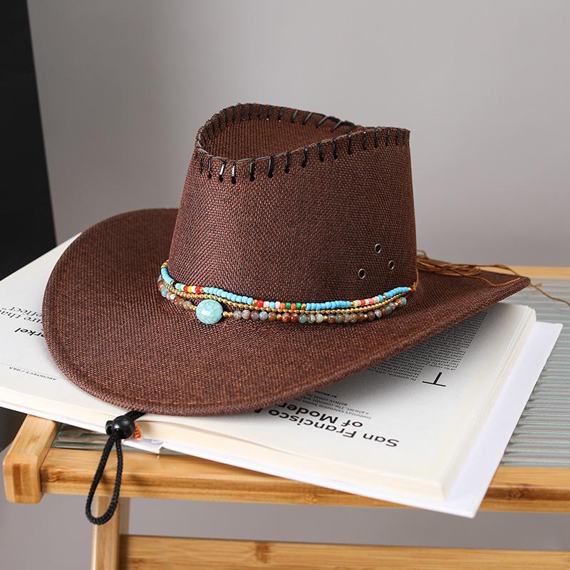 JYL TS DIY Woven Cowboy Hat Outdoor Sun Protection Woven Straw
