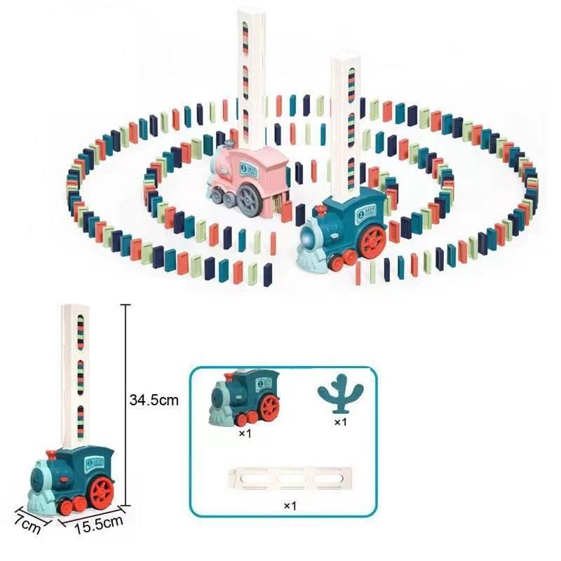 Domino Train Set With 120pcs Blocks And Sound Design Kids Building Gift Toy