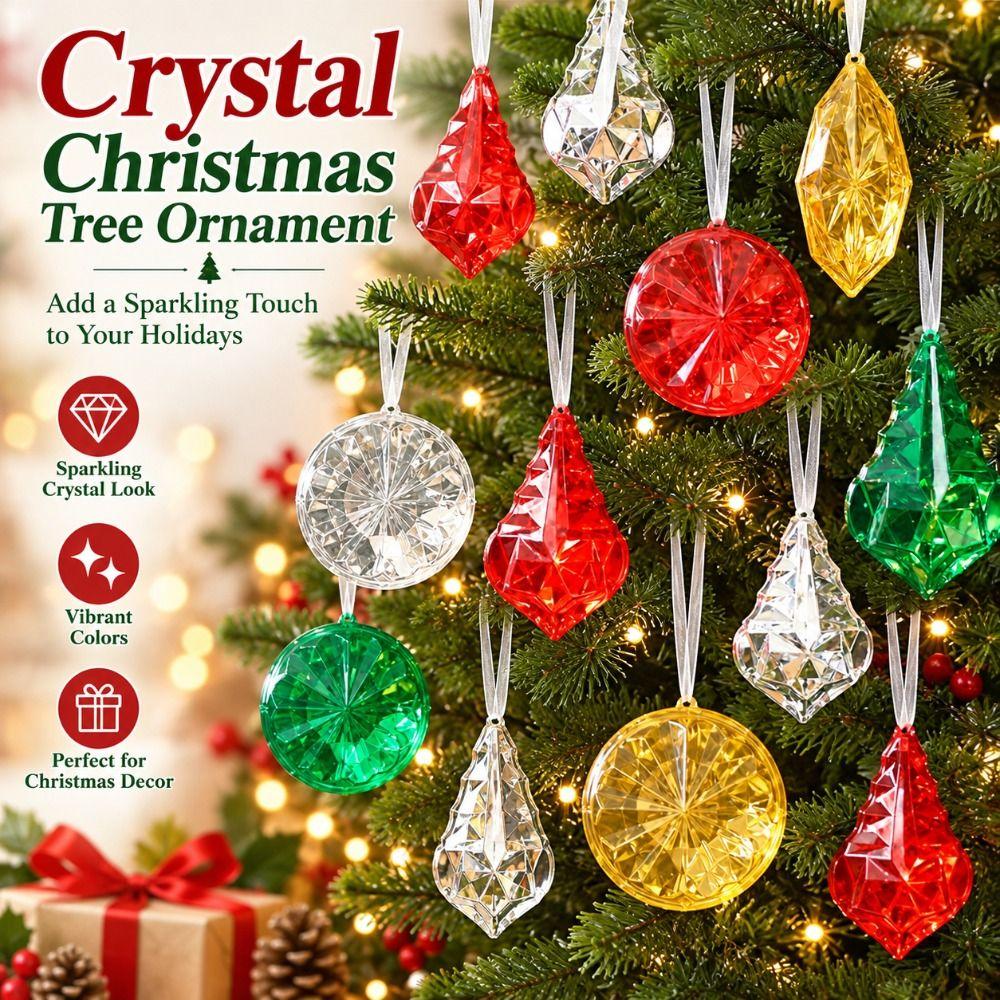 Faceted Christmas Tree Ornament Plastic Faceted Tree Ornament Window Hanging Decor