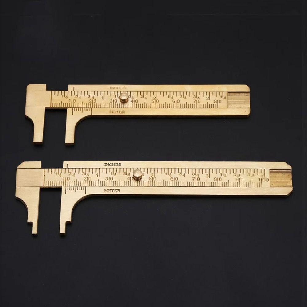 1Pcs Durable 80/100mm Brass Vernier Caliper Pocket Size mm/inch Slide Gauge Ruler with Metric Imperial Scale Mini Measuring Tool