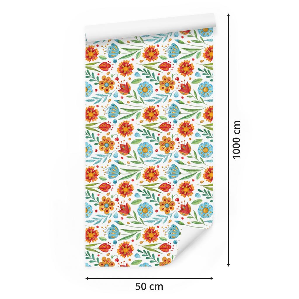 Wallpaper Flowers White and Celadon for Living Room and Bedroom 50x1000
