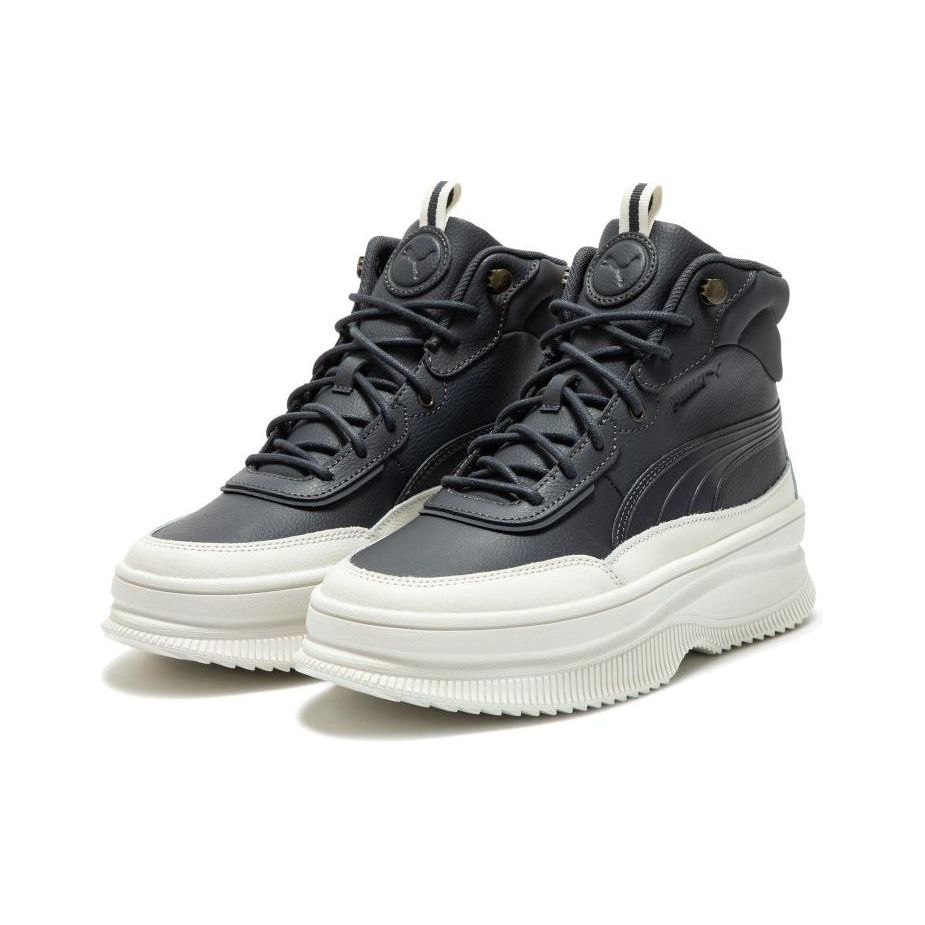 Puma Mayra Leather Comfortable Versatile Shock Absorbing Warm Short Boots Women Boots Dark-Gray 392316-04