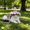 Crochet Flower Cat Hat Handmade Scalloped Pet Hat with Flower Ear Holes Cute Flower Hat for Small Medium Dogs Cats Party Photo Props