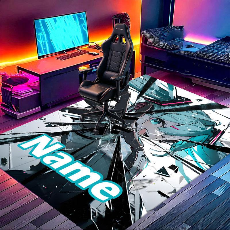 Custom Name Personalized Hatsune Miku Print Carpet, Versatile Home Decor Rug, for Playroom, Apartment, Balcony, Entryway, Hallway Gift