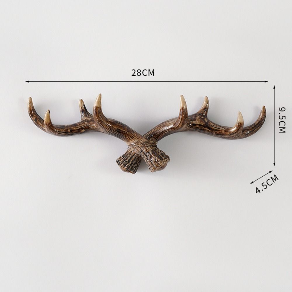Wall Mounted Deer Horn Decorative Hook Resin Wall Keys Holder Craft Antler Statue  Clothes