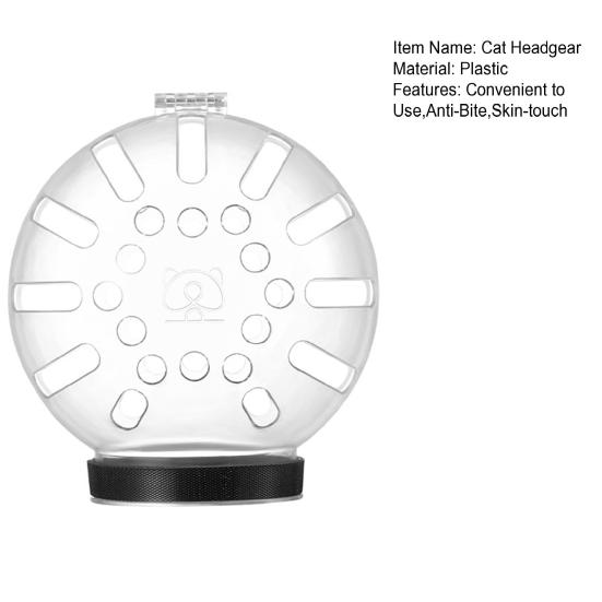 Katzenhaube, Space Ball, Big Vision, atmungsaktiv, für Bad, Fellpflege, hohles Befestigungsband, Anti-Leck-Kunststoff