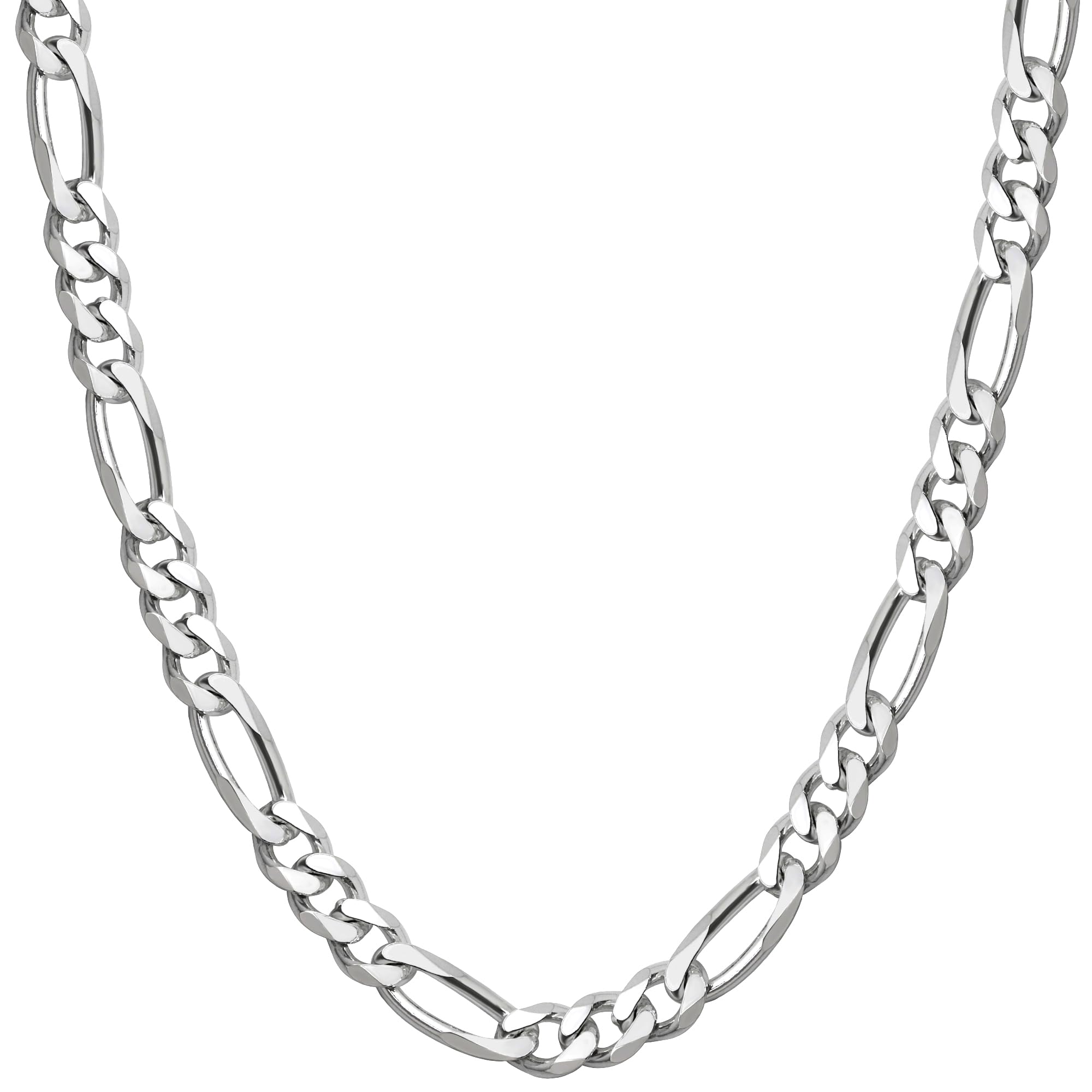 Серебряная цепочка Figaro 925 пробы Gin, простая, для мужчин, и цепочка [Shinjuku Kura] 6-гранная цепочка, прибл.. Ширина 5,1 мм, 45-70 см