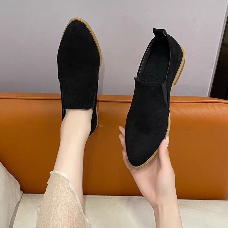 Retro Style Pointed Head Thick Heel Deep Mouth Single Shoes Femininity Comfortable Versatile Casual Women's Shoes Spring and Autumn New