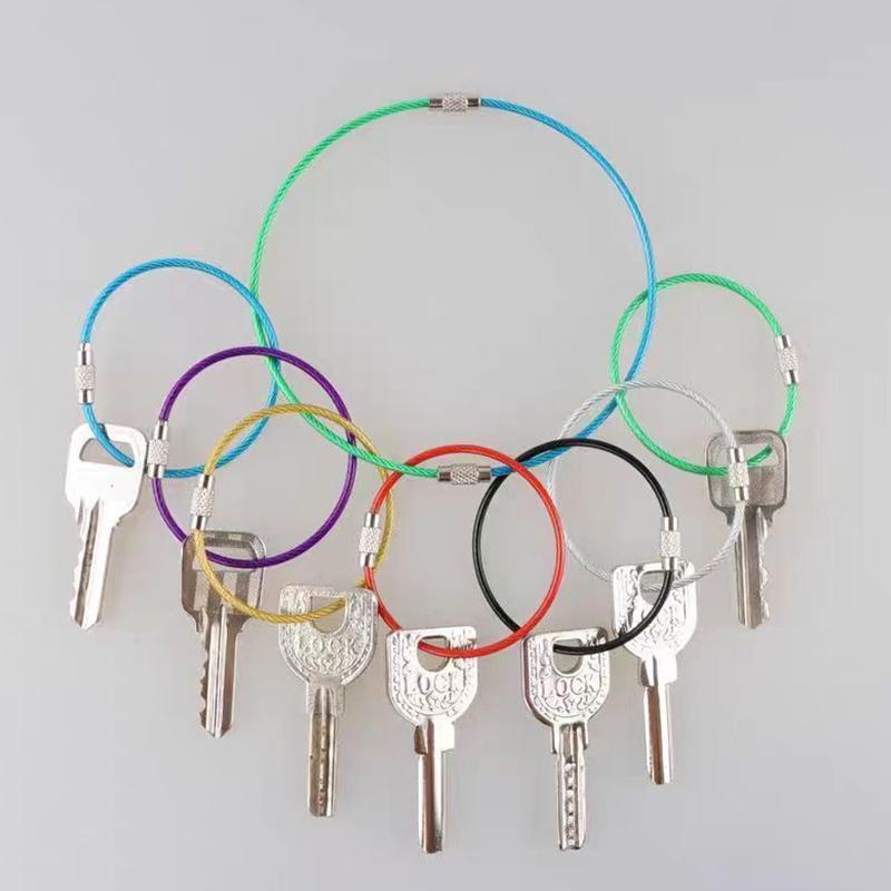 5PCS/Pack Key Hanging Circle Stainless Steel Wire Screw Locking Keychains Keychain Ring 6 Color Available Travel Luggage Tag ZYF