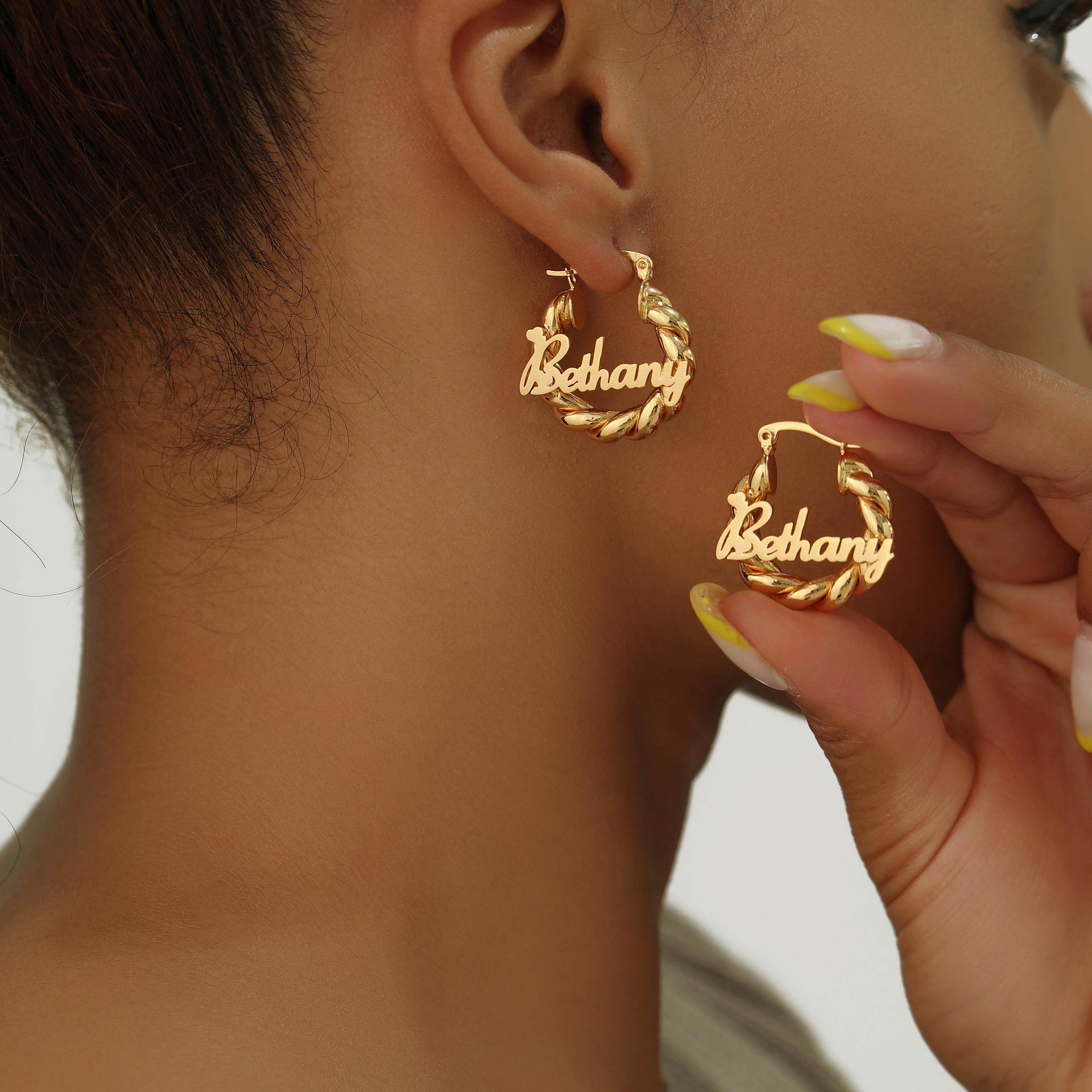 

Детские серьги из нержавеющей стали с английскими буквами, 25 мм - европейский/американский стиль 25mm золотой