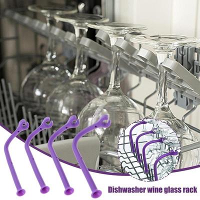 Dishwasher Wine Glass Holder 4X Glass Holder Rack Tether Goblet Holder Neck Wine Glass Holder Silicone for Cocktail Champagne