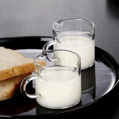 2-teiliges Mehrzweck-Klarglas-Kaffeebecher-Set 2 Flussleitungsöffnung mit Griff Kaffeetasse 120 ML Hitzebeständig Milchbecher Büro