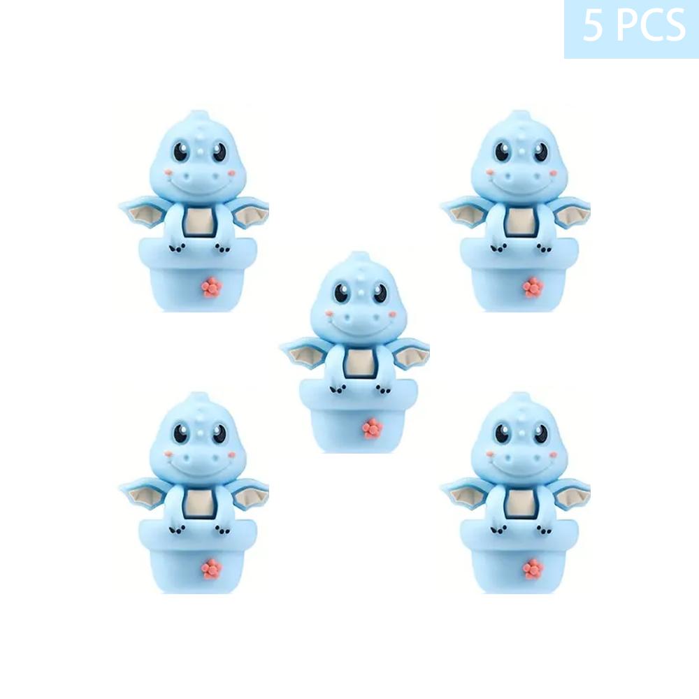 

5/25PCS 3D cute blue dragon shaped silicone beads - perfect for DIY crafts, jewelry making, bead pens, mobile phone accessories