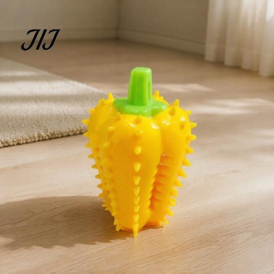 Indestructible TPR Dog Toys Spiky Chili Chew Toy, Treat Dispenser Durable Interactive Rubber Toy for Teeth Cleaning, Mental Stimulation Slow Feeder