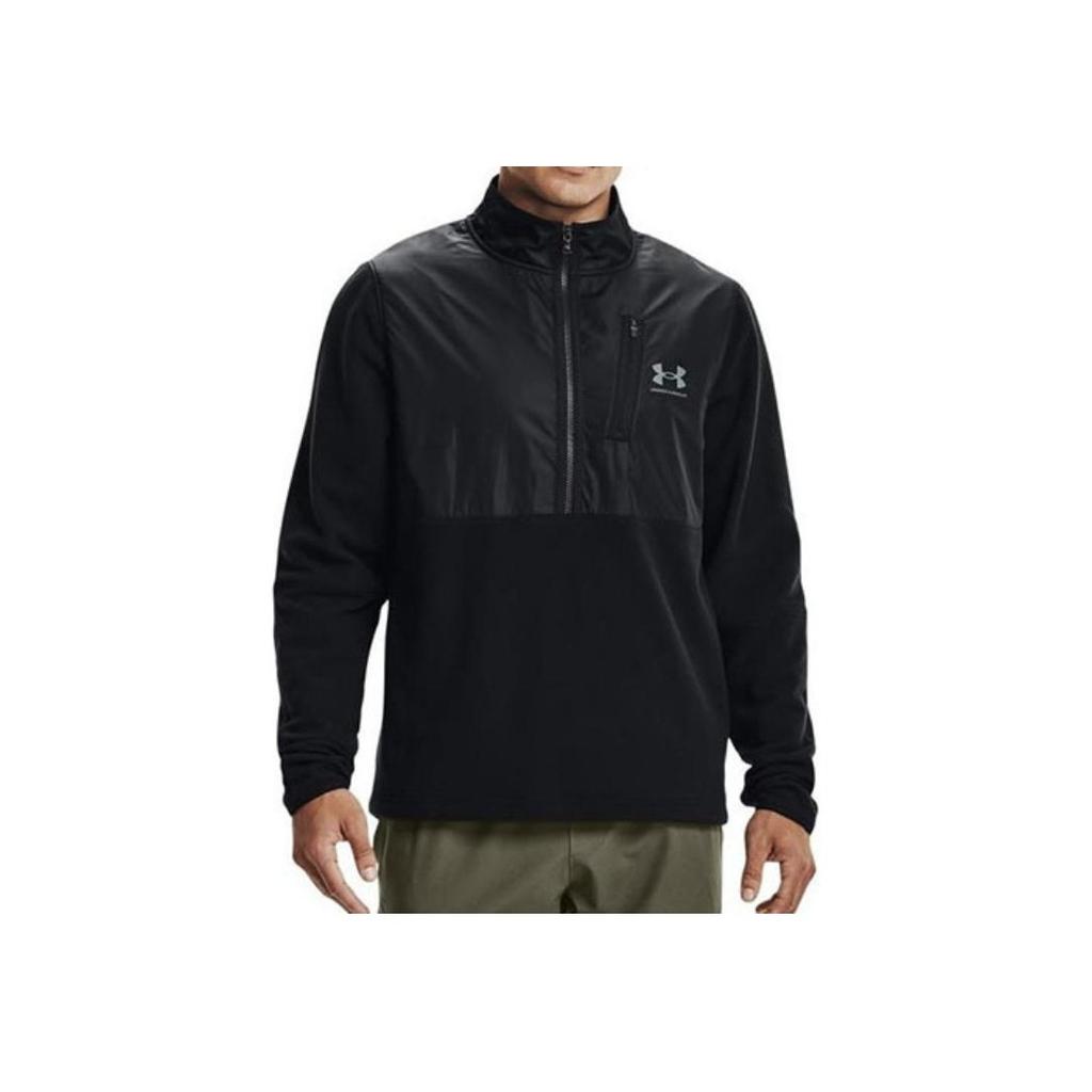 Under Armour Solid Color 1/2 Zip Sports Casual Hoodie Men hoodies Black 1366196-001