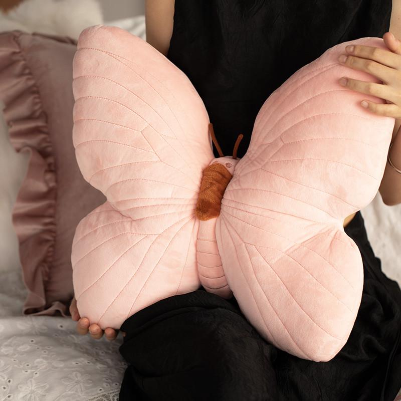 Pink Butterfly Throw Pillow Plush Toy Sofa Back Cushion Decoration Gift Toys