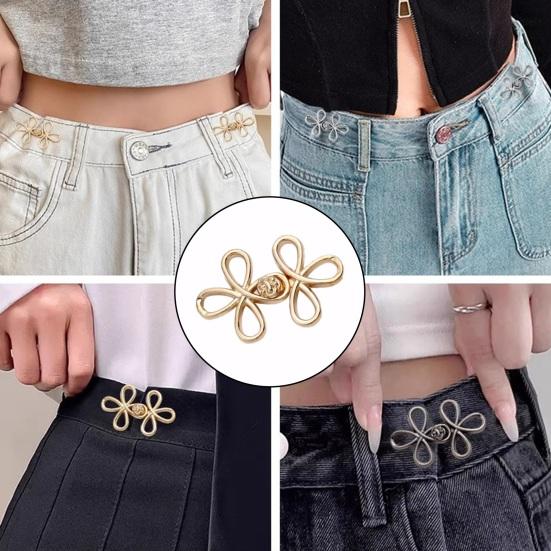 4 Stück Taillenstraffer-Nadeln Blume Hosenbund-Versteller Legierung Abnehmbar Kein Nähen Erforderlich Taillen-Nadeln für Jeans Röcke Hosen