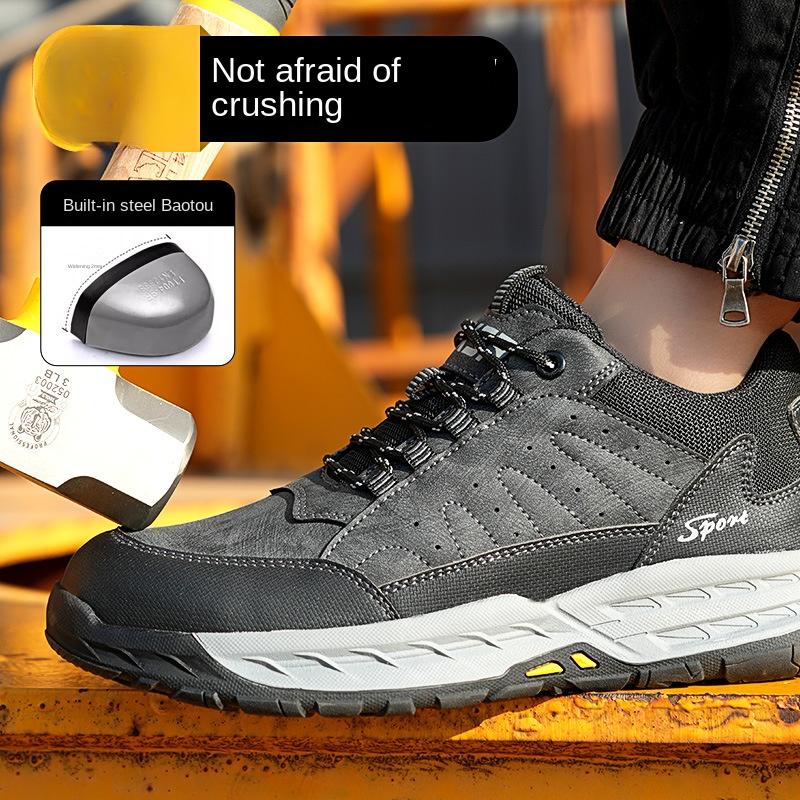 Labor Shoes Men's Wear-resistant and Tie-resistant Safety Shoes Non-slip Soft-soled Steel Bag Head Anti-smashing and Stab-proof Work Shoes