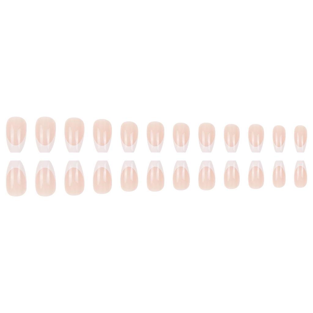 Elegant White French Round Short Ballet-Style Nude Nails - Detachable and Chic