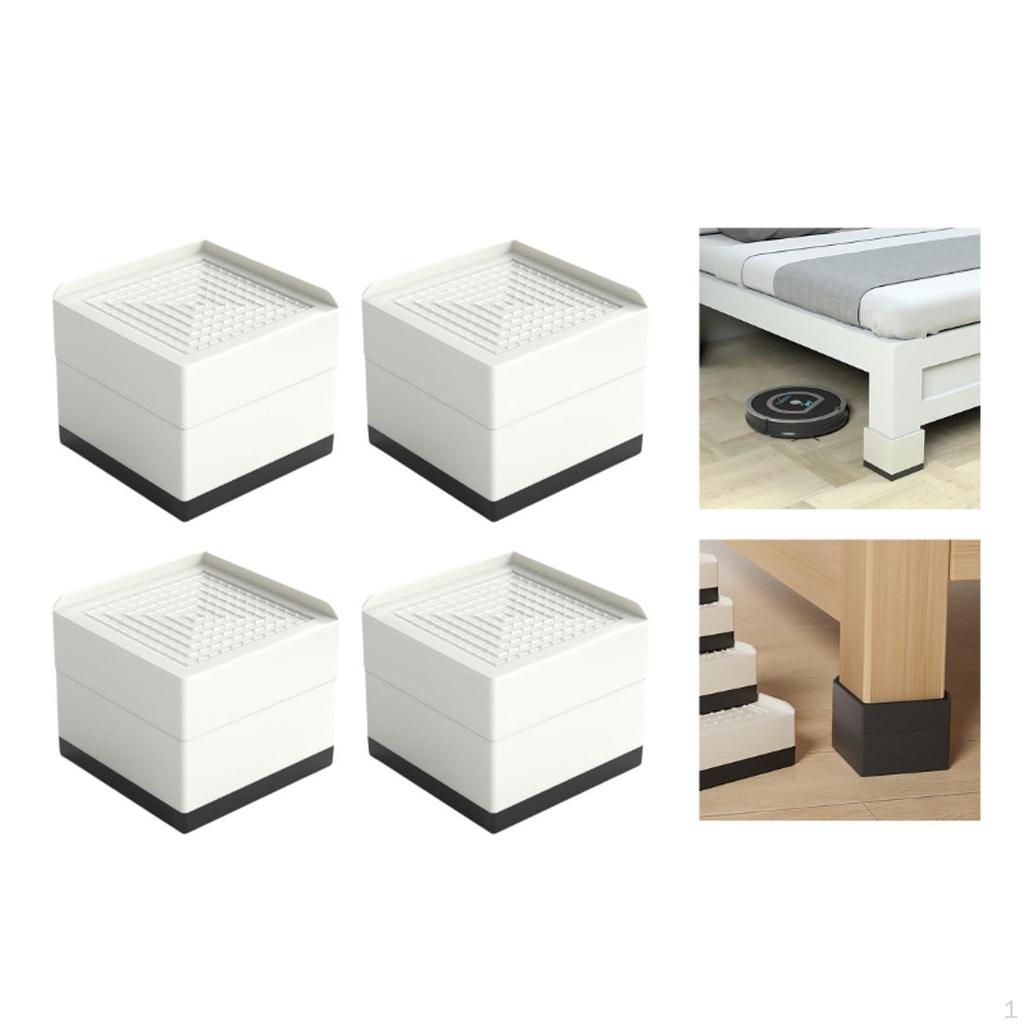 4 Pieces Bed Risers Furniture Leg Extenders Lifters Portable Simple Sturdy Nonslip Raising Blocks