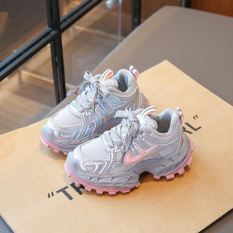 Girls' Sports Shoes 2025 Autumn and Winter New Boys' Dad Shoes Girls Velvet Two Cotton Casual Shoes Children's Running Shoes