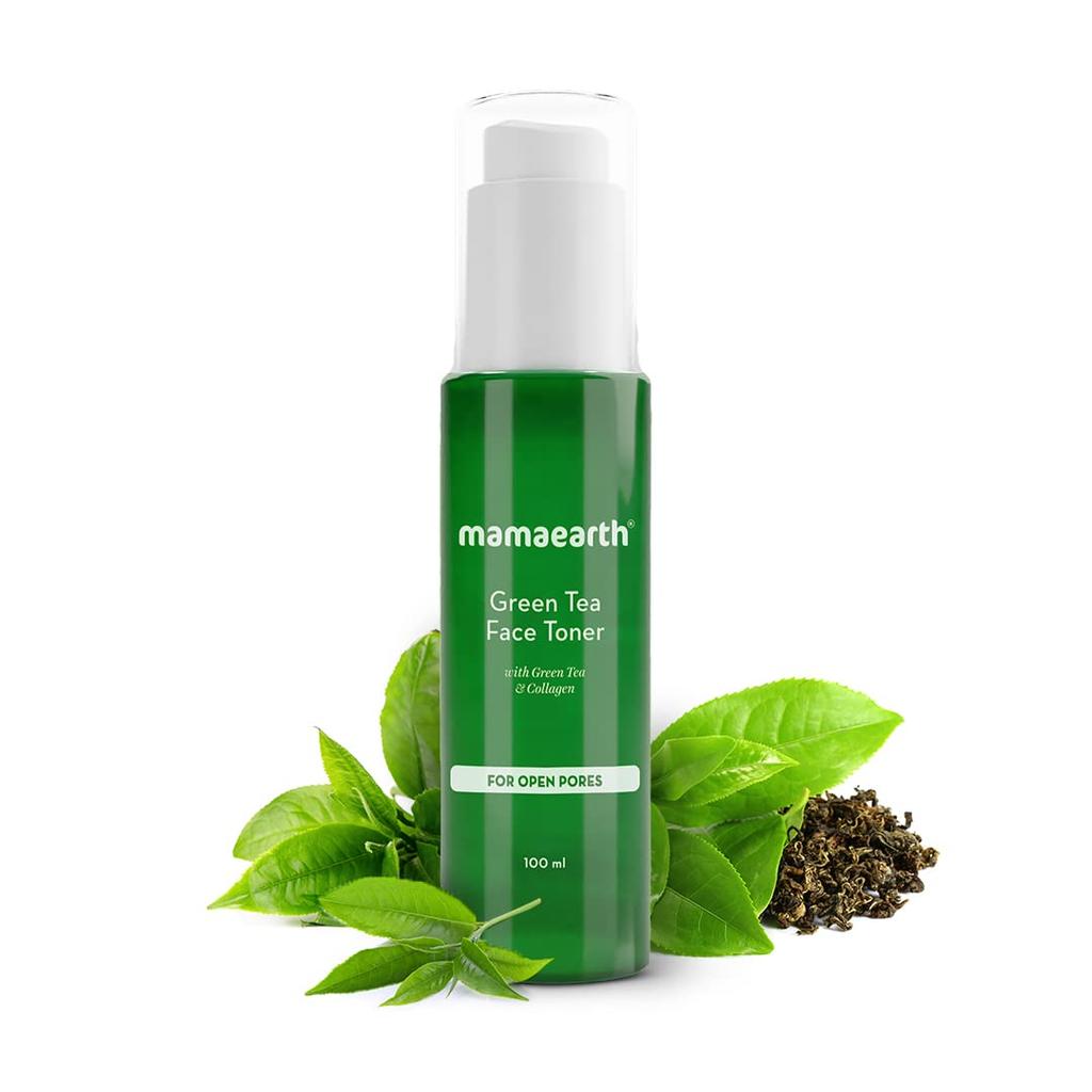 Mamaearth Green Tea Face Toner With Collagen For Open Pores 100 ml - Hydrating & Clarifying Skin Care