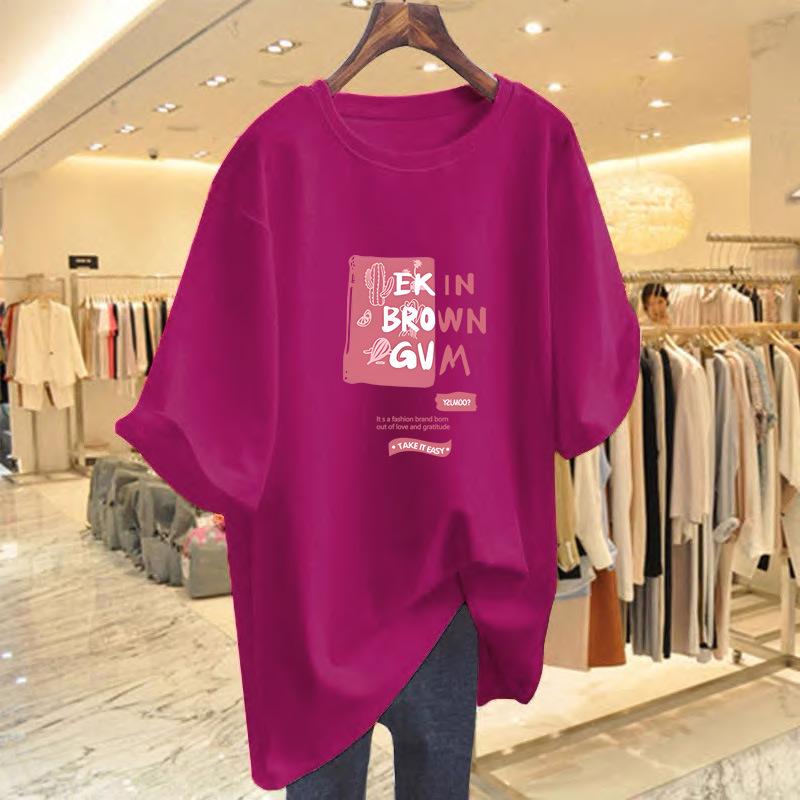 

Абрикосовая футболка из чистого хлопка свободного кроя с надписью для женщин - Весна/Лето 2025 Европейский стиль Оверсайз топ M