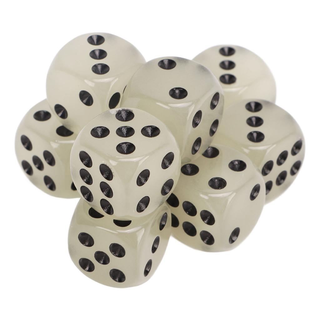 20 Pieces Glowing Dice Medium Black Dot Classic Plastic 6 Sided Dice Table Game Dice for Board Games