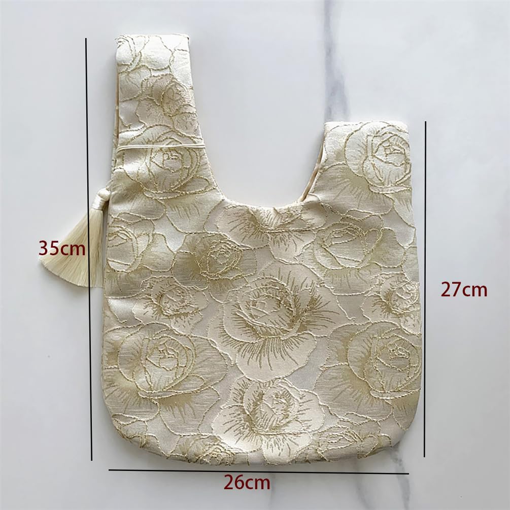 [Muzhilun] Japanese-style bag for women, drawstring bag, floral pattern pouch, yukata bag, one-handed handbag, Japanese style accessory case, coin