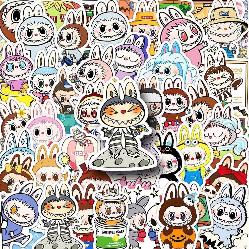 10/50 ks Roztomilé kreslené samolepky s panenkou Labubu Vodotěsné DIY samolepky s květinami a rostlinami Balíček pro kelímek na vodu, notebook, zápisník, diář