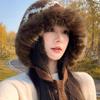 Windproof Knitted Plush Hat Ethnic Style Warm Hat Fashion Faux Fur Lei Feng Hat Women