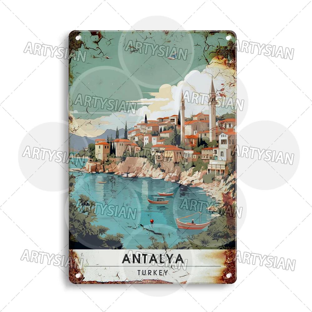 

Netherlands Turkey Travel Cityscape Metal Sign Istanbul Bodrum Cappadocia Amsterdam Antalya Bodrum Giethoorn Metal Plaque 20x30cm