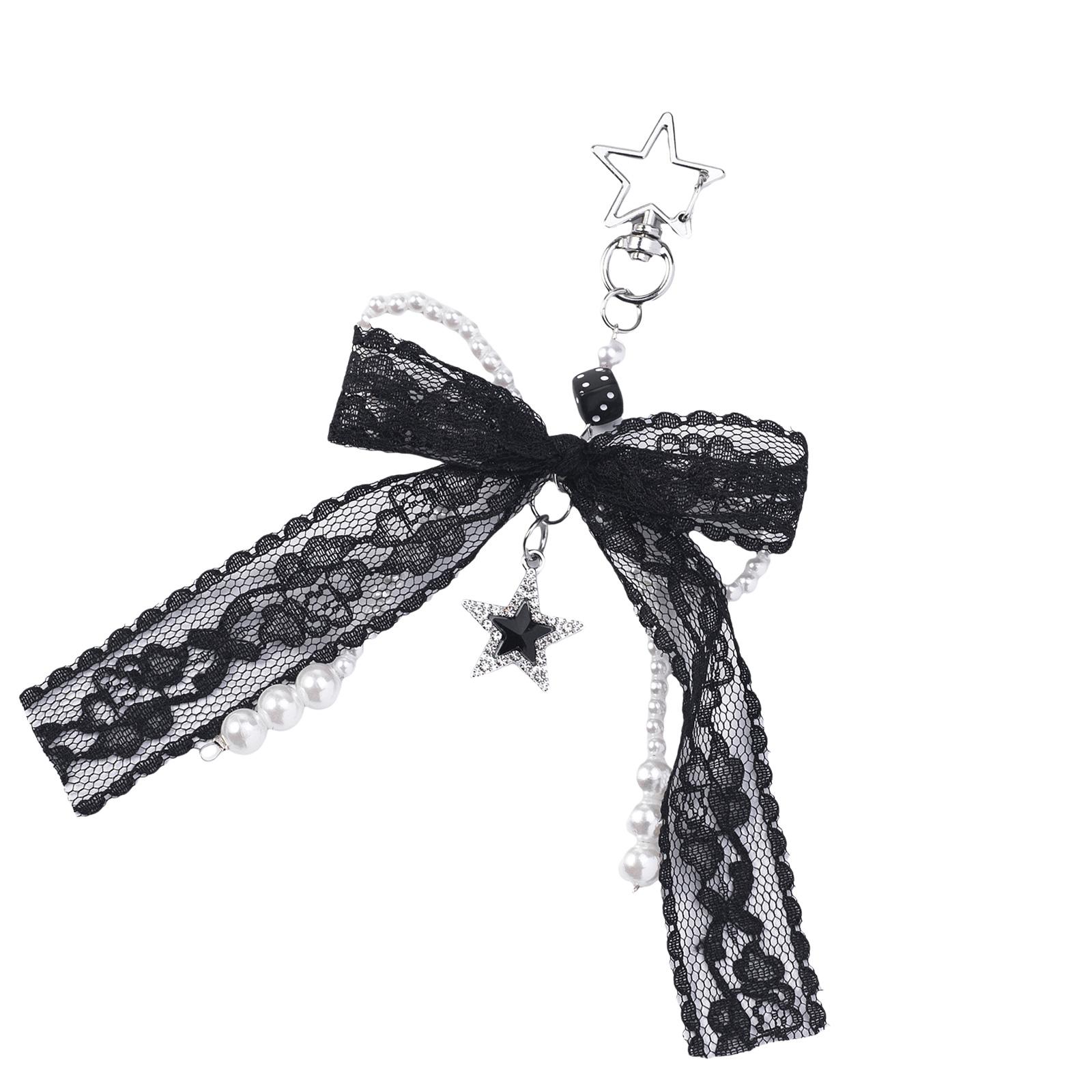 

Эстетичные брелоки-шармы с бантиками для женщин, для сумки, кошелька, рюкзака, аксессуары-шармы, подарки на День святого Валентина чёрный