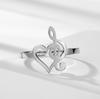 Music Heart of Treble and Bass Ring Women Stainless Steel Gold Open Finger Rings Jewelry Gift