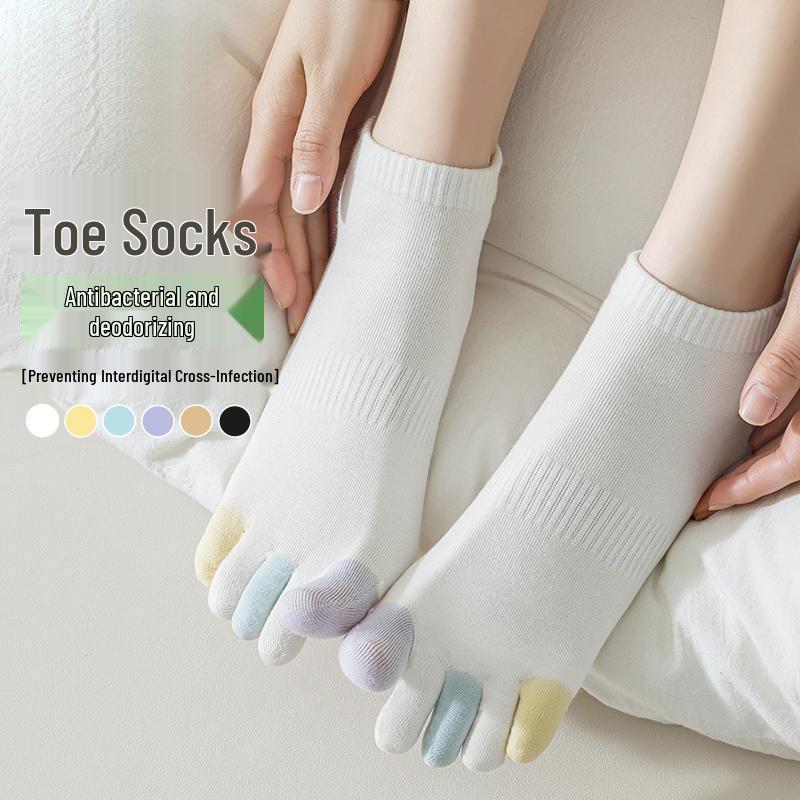 Women's Five-Toe Summer Socks - Candy Color, Sweat-Absorbing, Anti-Odor, Thin Split-Toe Design for Spring and Autumn.