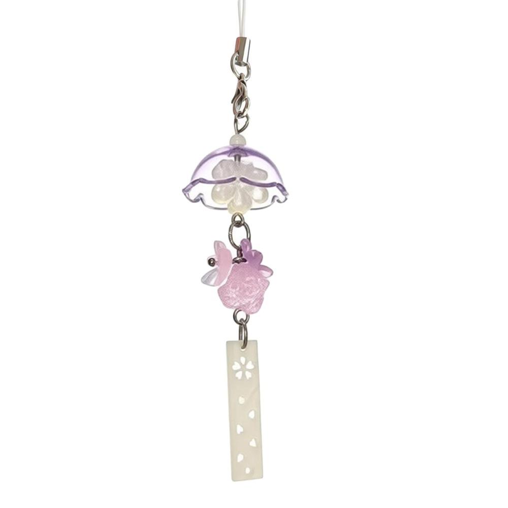 Transparent Car Ornament Flower Design Car Hanging Ornament Chic Windbell Keychain Wrist Strap