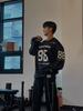 Leijibi Giant Fit Long Sleeve Tee Rugby Jersey Oversized Gym Wear Sweatshirt Running Jersey Block Core M Black 2