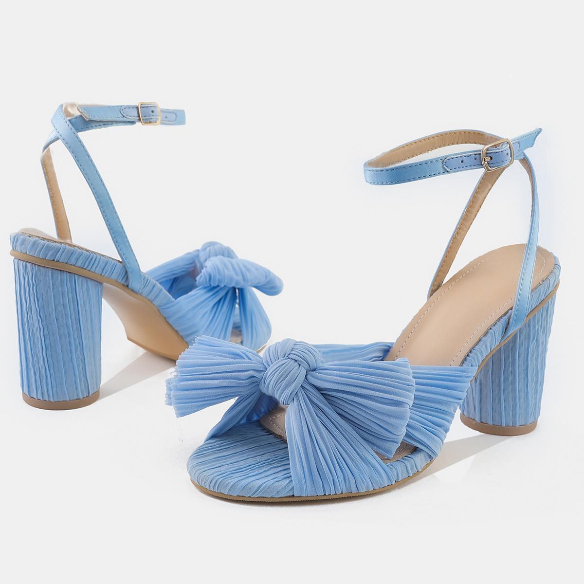 

Модні босоніжки Грубий каблук Бант Шовкові босоніжки 35 чорний