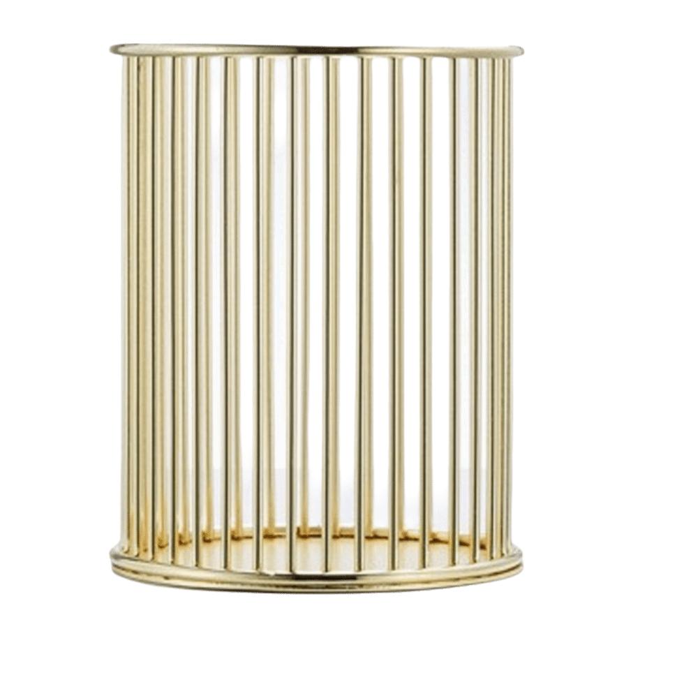 Gold Color Pen Holder Metal Material Pencil Organizer Storage Bucket Desktop Organizer  Office Use
