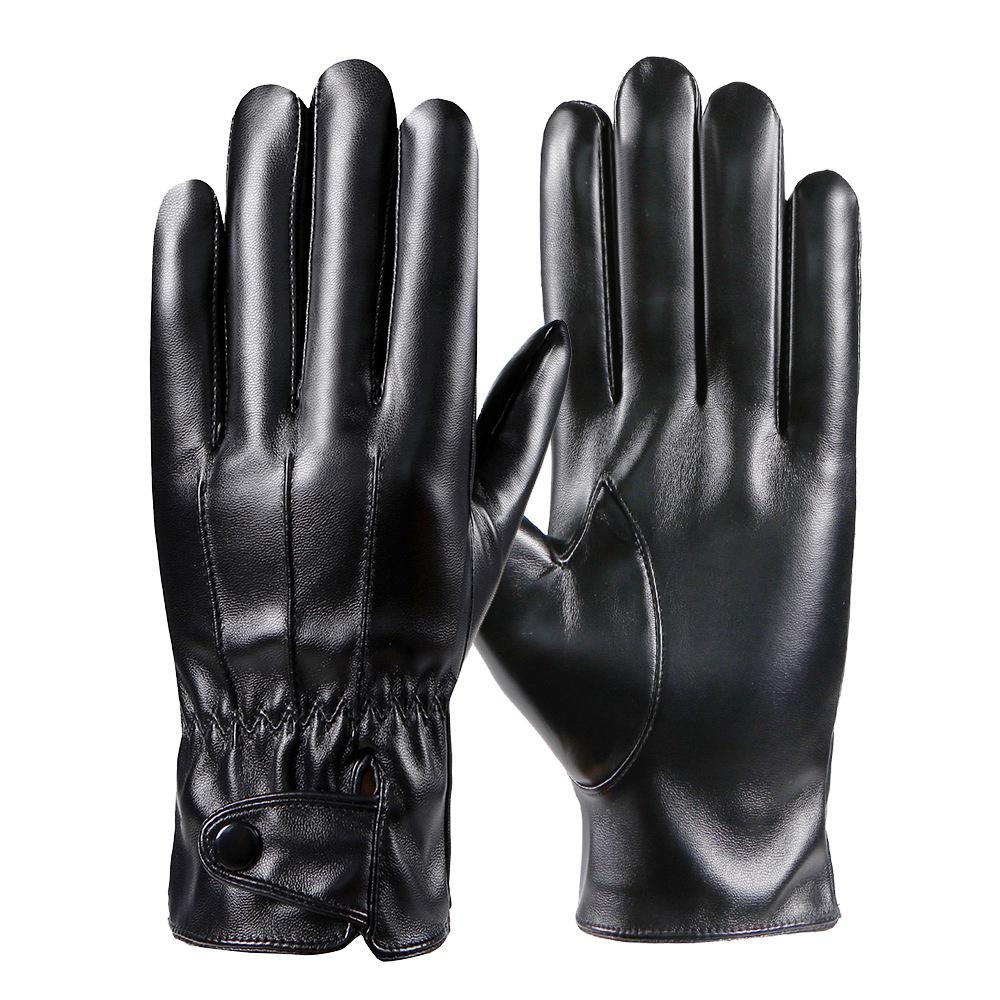 Men's Winter Waterproof Leather Gloves: Fleece-Lined, Windproof, Touchscreen-Compatible for Riding