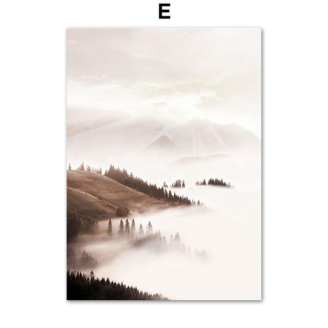 Beige Landscape Lake Mountain Dandelion Wall Art Canvas Painting Nordic Posters And Prints Wall Pictures For Living Room Decor