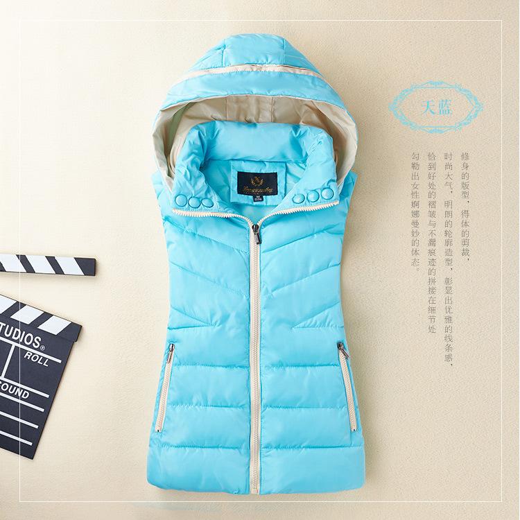 Women Casual Hooded Autumn Warm Sleeveless Waistcoat Jacket Female Cotton Padded Vest Parkas