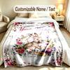 Easter Bunny Theme Soft Blanket Personalized Custom Name Text Print Warm Blanket Home Sofa Bedroom Decor