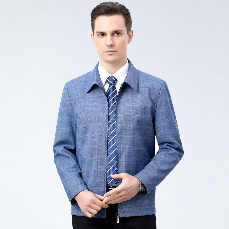 2024 Spring & Fall Men's Wool Lapel Jacket - Casual Business Coat for Middle-aged & Elderly