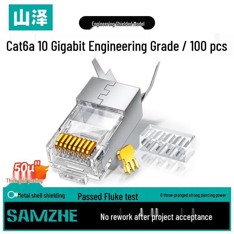 SAMZHE Cat6A RJ45 Shielded Gold-Plated Network Connectors