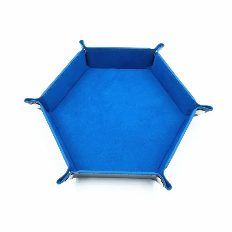 Dice Tray Hexagon  Rolling Holder Folding PU Leather  Trays For Dice Games Like RPG, DND And Other Table Games