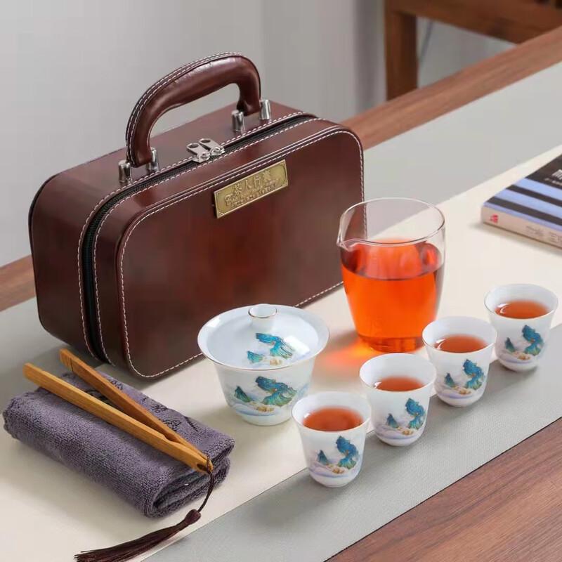 Auspicious Cloud Mutton Fat Jade Porcelain Kung Fu Tea Set