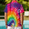 Women Short Sleeve Shirt Black Base With Multicolor Paint Splash Abstract Print Lapel Button Up Top